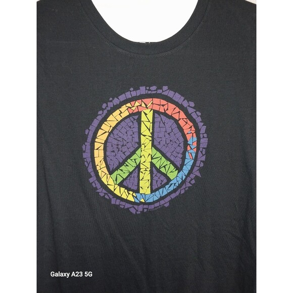 LIQUID BLUE PEACE SIGN WOMENS FITTED T-SHIRT BLACK MEDIUM - Picture 2 of 5